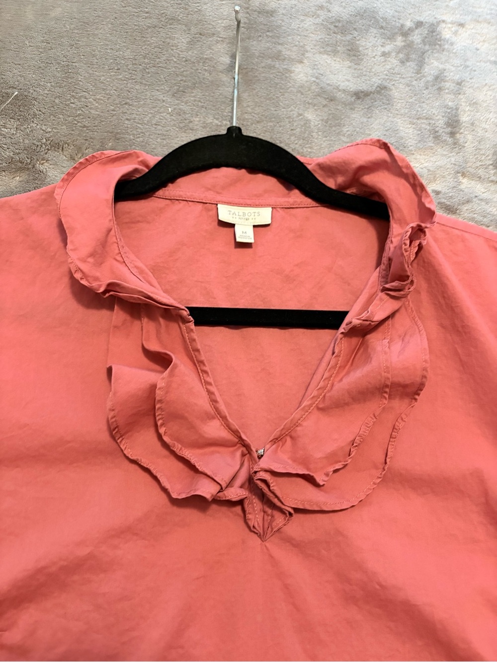 Talbots Rose Ruffled V-Neck Cap Sleeve Blouse